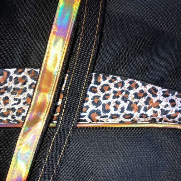 💕SOLD💕 NWT Black and Leopard Tote with Gold Trim - Picture 5 of 5